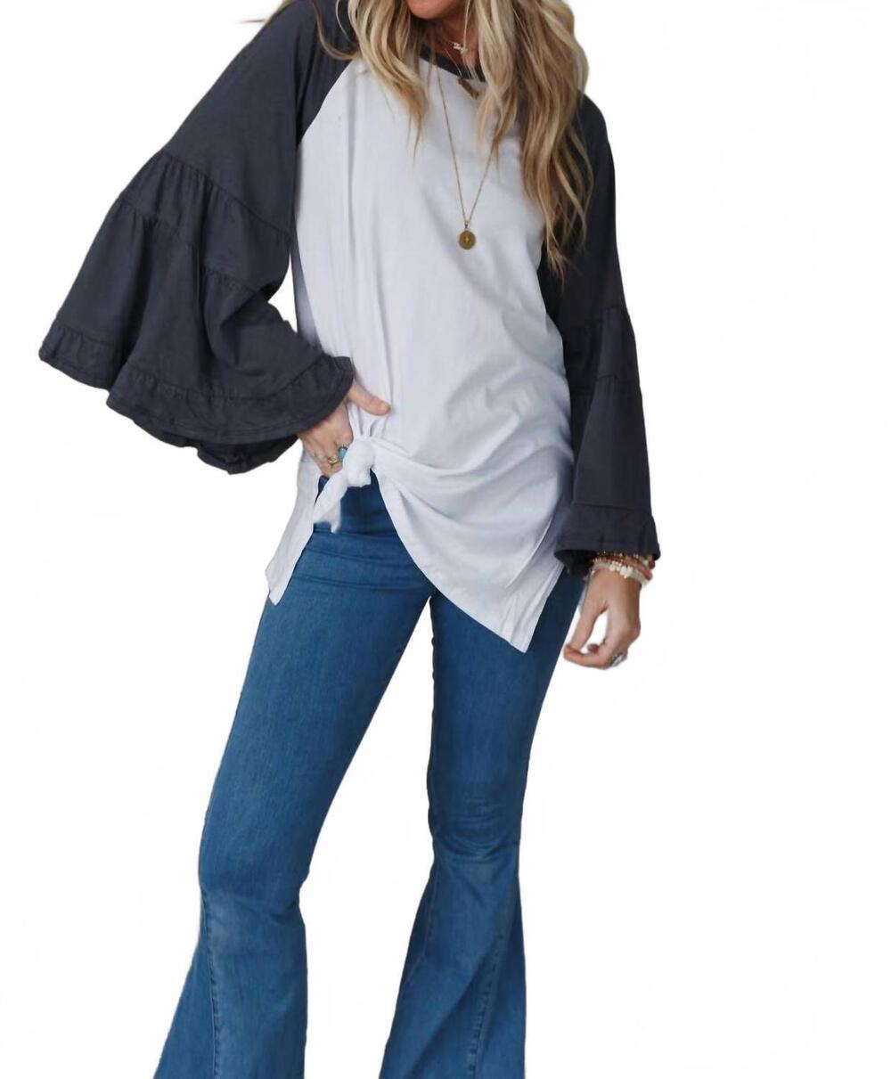 NEW LAMADE baseball bell sleeve tee in cool grey